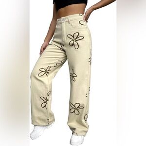 Patterned Wide Leg Pants